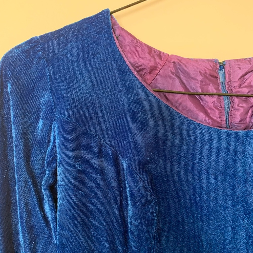 1960s Mini Mod Blue Dress - image 4